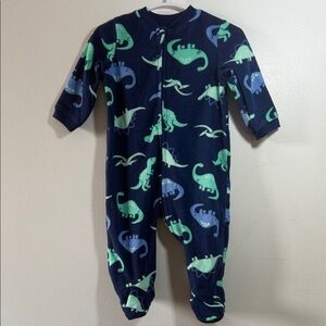 3/$20 Little Me Dinosaur Print Fleece Onesie, PRELOVED, 6M